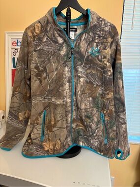 Realtree Girls Camouflage Fleece Jacket with Teal Trim